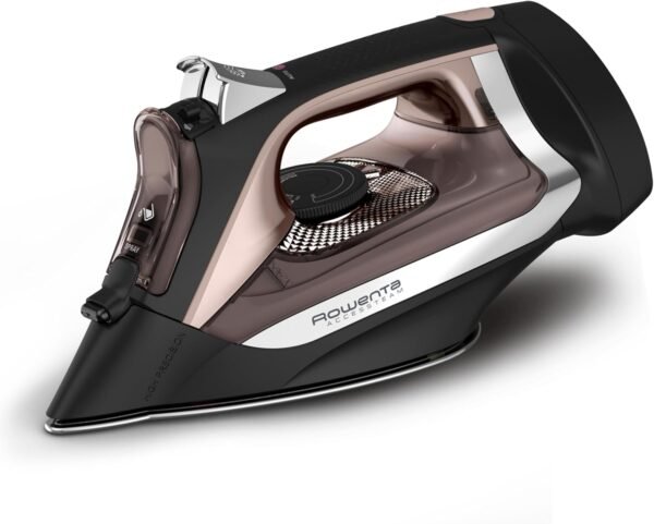 Rowenta Access Stainless Steel Soleplate Steam Iron with Retractable Cord Powerful Steam Diffusion, Auto-off and Anti-Drip, 1725 Watts, Black Clothes Iron