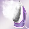 Steam Iron for Clothes, 1750W Iron with Rapid Heating, Non-Stick Ceramic Soleplate, Powerful Steam, Self-Cleaning, Auto-Off, Anti-Drip, 15.21oz Water Tank Ironing Clothes for Home, Purple