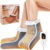 Split Electric Foot Warmer, Quick Heating Pad for Feet, 6-Level Heated Slippers for Men Women, Soft Heated Boots, Feet Warmer with Detachable Washable Liner for Home