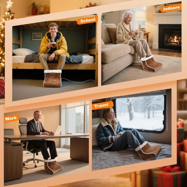 Electric Foot Warmer, Rapid Heating Pad for Feet, 6-Level Heating Feet Warmers Washable, Heated Slippers Christmas Gift for Women Men