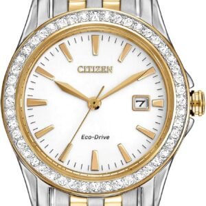 Citizen Women's Eco-Drive Dress Classic Crystal Watch in Two-tone Stainless Steel, Silver Dial, 28mm (Model
