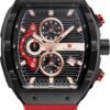 Men's Watches with Silicone Strap Analog Quartz Waterproof Chronograph Luminous Tonneau Watches for Men, Big Face Sport Work Dress Unique Wrist Watch