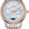 Citizen Women's Eco-Drive Calendrier, Moon Phase Diamond Accents Dial, Stainless Case and Bracelet Watch, Month/Day/Date