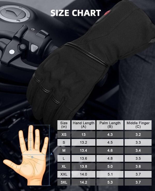 Heated Motorcycle Gloves - 7.4V 2200mAh Electric Winter Gear for Men & Women, Rechargeable for Motorcycle Commuting, Touring, Skiing & Outdoor, Windproof & Water-Resistant, Touchscreen Design