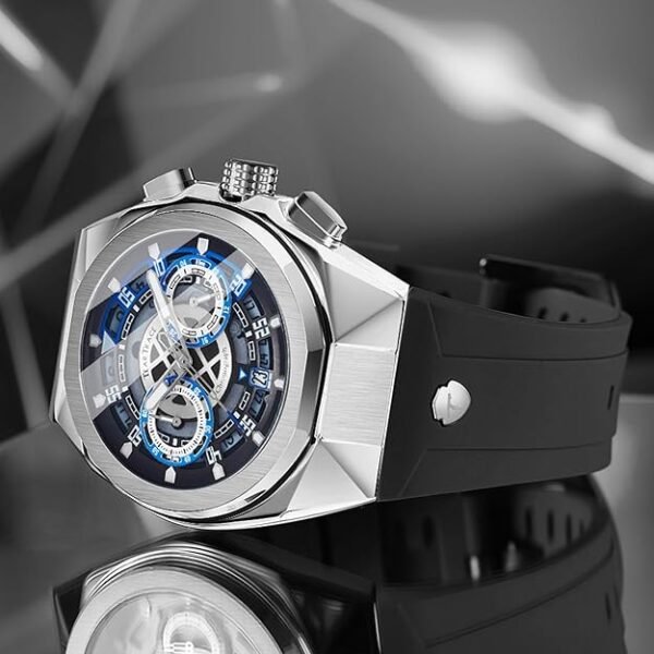 Watches for Men Luxury Quartz Casual Chronograph 3ATM Waterproof Sport Wrist Watches Multifunctional with Silicone Strap Mens Watches