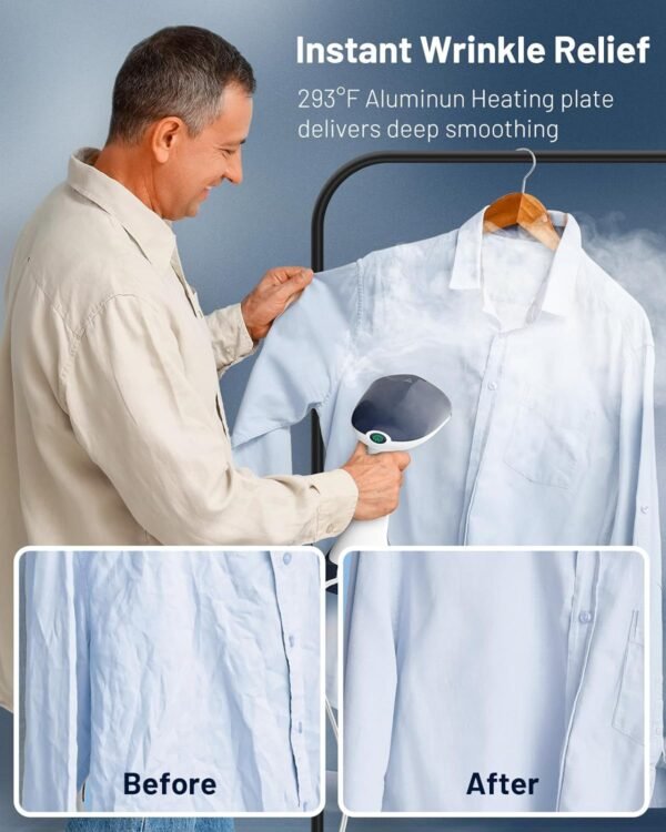 BEAUTURAL Steamer for Clothes, Portable Handheld Garment Fabric Wrinkles Remover, Aluminun Heating Plate, 35-Second Fast Heat-up, Large Detachable Water Tank (Only for 120V)
