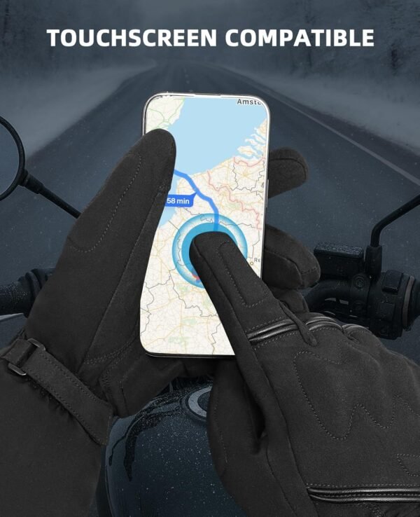 Heated Motorcycle Gloves - 7.4V 2200mAh Electric Winter Gear for Men & Women, Rechargeable for Motorcycle Commuting, Touring, Skiing & Outdoor, Windproof & Water-Resistant, Touchscreen Design