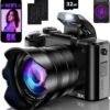 8K Digital Cameras for Photography with WiFi,Autofocus 88MP Vlogging Camera for YouTube with Dual-Lens,16X Digital Zoom Point and Shoot Camera,3.2''Touch Screen, Anti-Shake,2 Batteries &Charging Stand