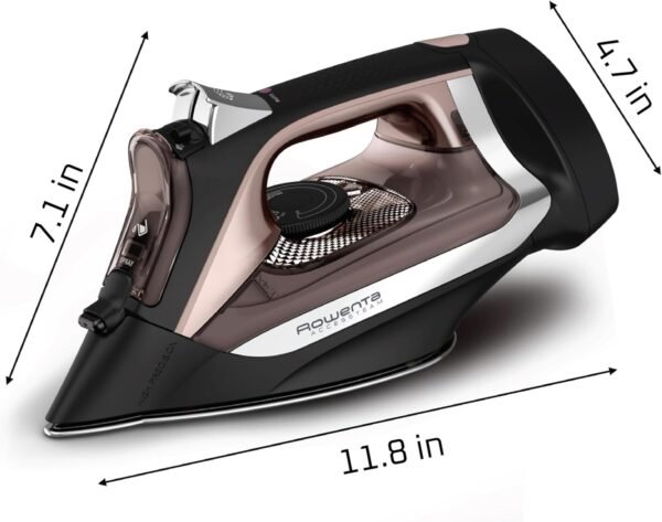 Rowenta Access Stainless Steel Soleplate Steam Iron with Retractable Cord Powerful Steam Diffusion, Auto-off and Anti-Drip, 1725 Watts, Black Clothes Iron