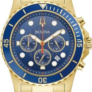 Bulova Men's Classic Sport 6-Hand Chronograph Quartz Watch, Calendar Date, Luminous Hands and Markers, 100M Water Resistant, 44mm