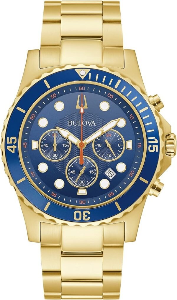 81-7C8D+x3L._AC_SX679_ Bulova Men's Classic Sport 6-Hand Chronograph Quartz Watch, Calendar Date, Luminous Hands and Markers, 100M Water Resistant, 44mm