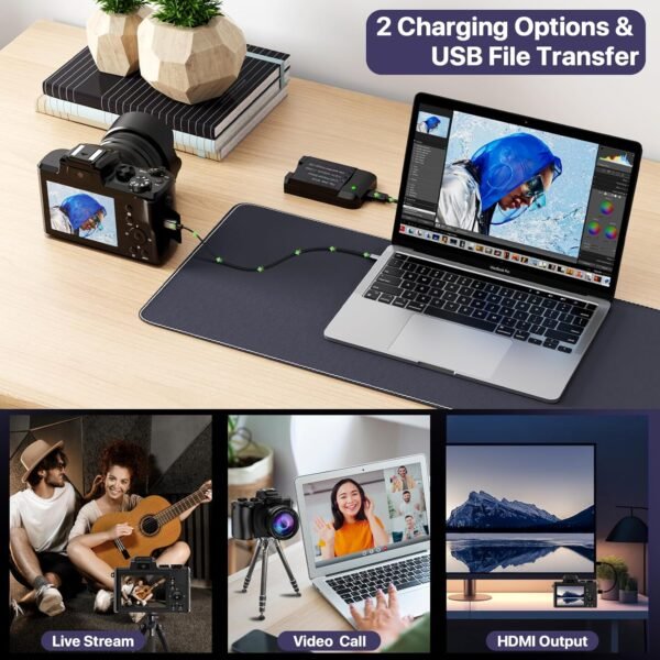 8K Digital Cameras for Photography with WiFi,Autofocus 88MP Vlogging Camera for YouTube with Dual-Lens,16X Digital Zoom Point and Shoot Camera,3.2''Touch Screen, Anti-Shake,2 Batteries &Charging Stand