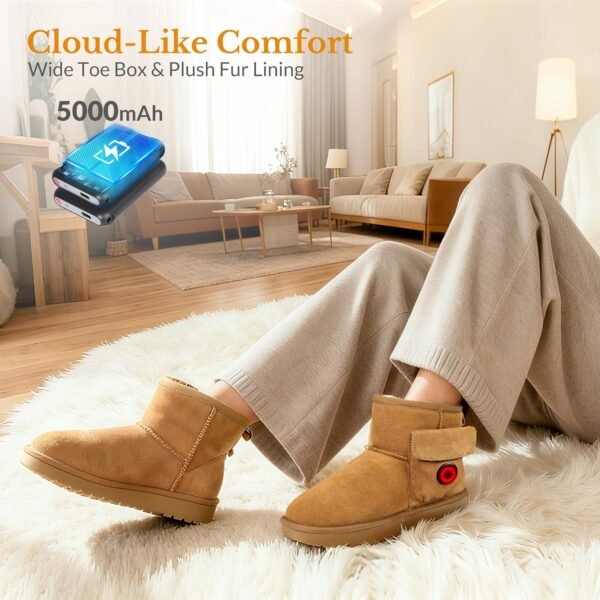 Heated Boots for Women & Men, Waterproof Winter Heated Shoes with 5000mAh Rechargeable Battery, 3-Level Warming, Electric Foot Warmer for Indoor & Outdoor Use, Heated Slippers for Woman