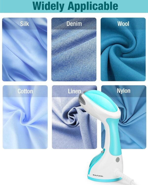 BEAUTURAL Steamer for Clothes, Portable Handheld Garment Fabric Wrinkles Remover, 30-Second Fast Heat-up, Auto-Off, Large Detachable Water Tank