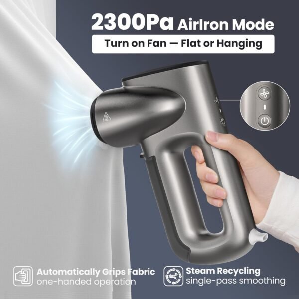 Neakasa Magic 1 Vacuum Steamer, Handheld Travel Garment Steamer for Clothes, 2300Pa Suction for Fabric Grip, Featuring Exclusive AirIron Technology for 110-120V Use (Silver)