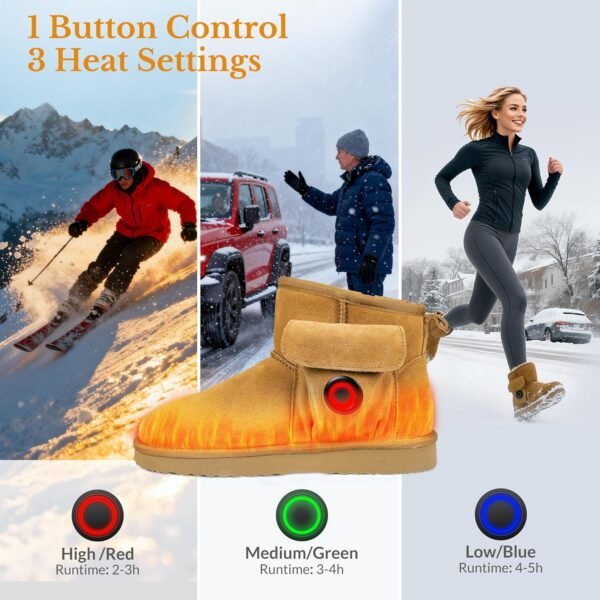 Heated Boots for Women & Men, Waterproof Winter Heated Shoes with 5000mAh Rechargeable Battery, 3-Level Warming, Electric Foot Warmer for Indoor & Outdoor Use, Heated Slippers for Woman