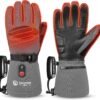 HEAT Heated Gloves for Men Heated Ski Gloves 10h Warm 7.4V 3000mAh Battery Thick Lining Waterproof Goatskin Palm Anti Loss Lanyard Outdoor Skiing Snowboarding for Winter