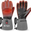 HEAT Heated Gloves for Men Heated Ski Gloves 10h Warm 7.4V 3000mAh Battery Thick Lining Waterproof Goatskin Palm Anti Loss Lanyard Outdoor Skiing Snowboarding for Winter