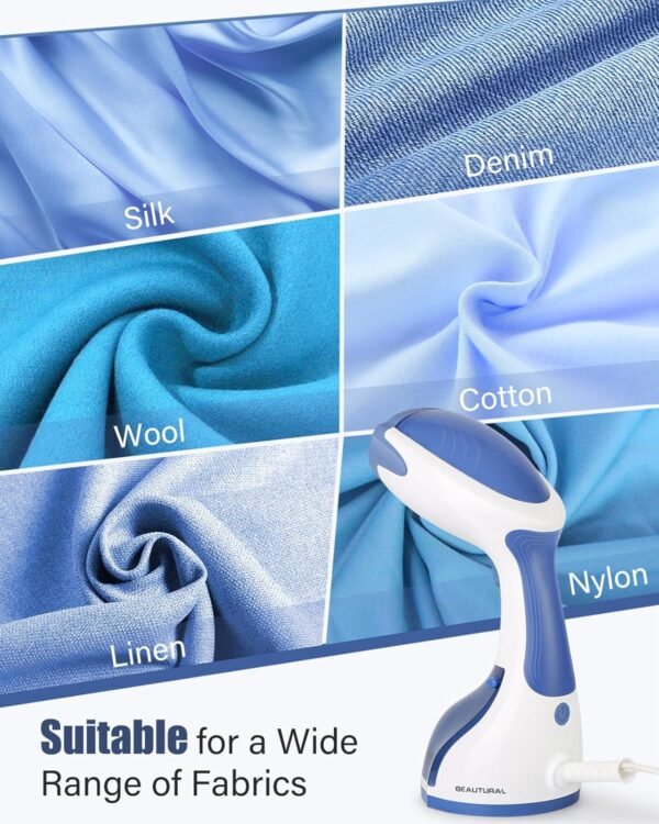 BEAUTURAL Steamer for Clothes, Portable Handheld Garment Fabric Wrinkles Remover, 30-Second Fast Heat-up, Auto-Off, Large Detachable Water Tank