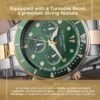 FILIPPO LORETI | Odyssey - Watches for Men, Men's Watch - Green Dial & Bezel, 42mm Two-Tone Silver/Gold SST Case & Bracelet, 100M Water Resistance - Chronograph