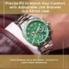 FILIPPO LORETI | Odyssey - Watches for Men, Men's Watch - Green Dial & Bezel, 42mm Two-Tone Silver/Gold SST Case & Bracelet, 100M Water Resistance - Chronograph