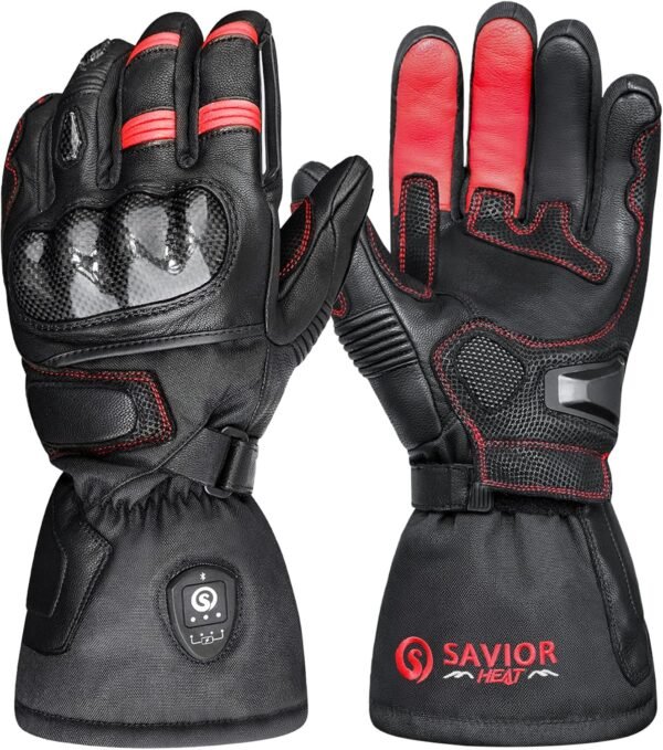SAVIOR HEAT Heated Motorcycle Gloves for Men & Women, 7.4V 3000mAh Waterproof Heated Gloves with Rechargeable Battery Up to 10H for Winter Outdoor Riding, Cycling, Snowmobile