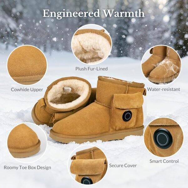 Heated Boots for Women & Men, Waterproof Winter Heated Shoes with 5000mAh Rechargeable Battery, 3-Level Warming, Electric Foot Warmer for Indoor & Outdoor Use, Heated Slippers for Woman