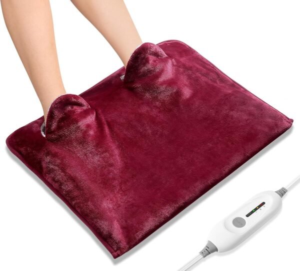 Electric Heated Foot Warmer Soft Flannel Foot Heater with 2h Auto Off & 3 Heat Levels Full Body Use Heating Pad for Feet, Abdomen, Cramps, Pain Relief Pocket Design 16" x 22" Dark Grey
