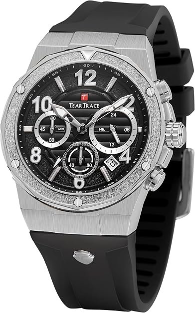 Watches for Men Luxury Quartz Casual Chronograph 3ATM Waterproof Sport Wrist Watches Multifunctional with Silicone Strap Mens Watches