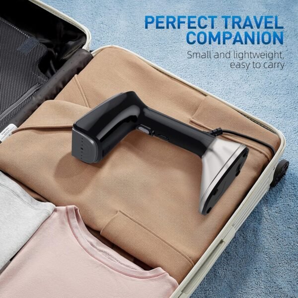 Steamer for Clothes -1800W with Wet/Dry Ironing Modes, 20-Second Heat-up, Detachable Water Tank, Heat-Resistant Gloves for Wrinkle Removal. Suitable for 120V Countries. Color: Black