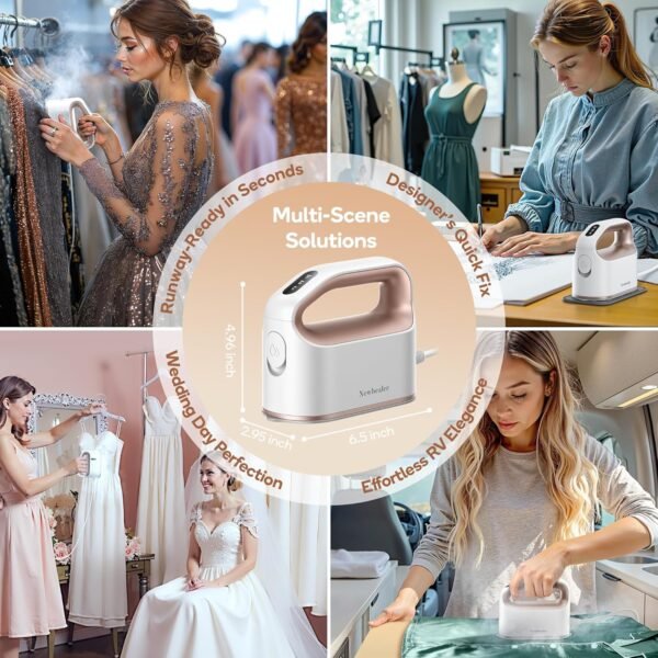 91G7oVN7mmL._AC_SL1500_ Newbealer Smart Steam Iron for Clothes - 1200W Professional-Grade Turbocharged 3 Steam & 3 Dry Heat Modes, 45s Heat-Up, 6oz Tank, Auto-Off, Nonstick Ceramic Soleplate for Home, RV & Hotel (Gold)