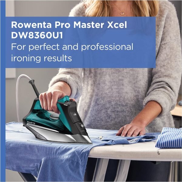 Rowenta Pro Master Stainless Steel Soleplate Steam Iron for Clothes, 210 g/min, 400 Microsteam Holes, Cotton, Wool, Poly, Silk, Linen, Nylon, 1775 Watts Iron Steamer for Clothes, Powerful Steam