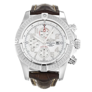 Breitling Super Avenger Chronograph Automatic 48Mm White Dial Men'S Watch Leather Strap