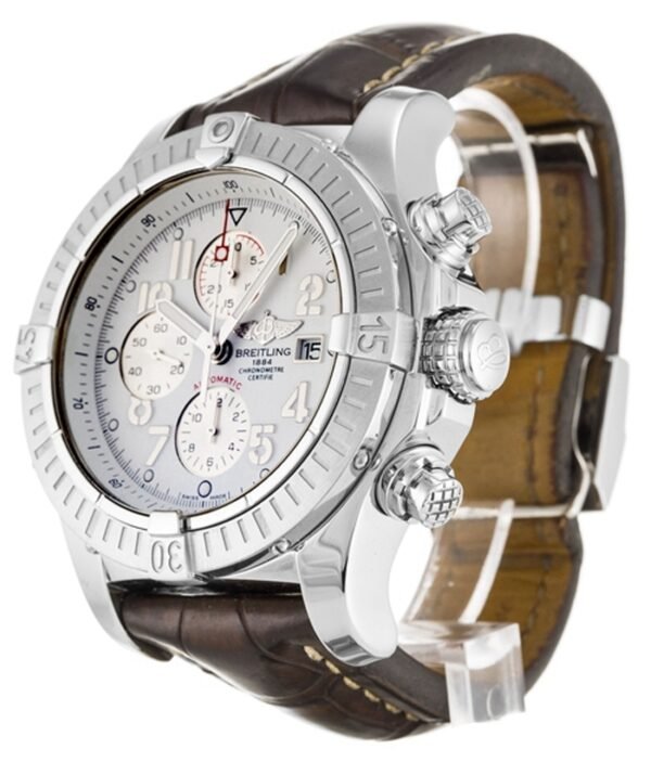 Breitling Super Avenger Chronograph Automatic 48Mm White Dial Men'S Watch Leather Strap