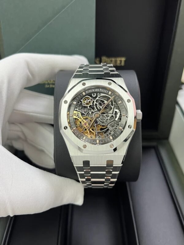 Audemars Piguet Royal Oak 41Mm Double Balance Wheel Openworked Stainless Steel Slate Gray Dial