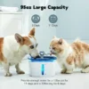 Ophanie 95oz/2.8L Pet Fountain with Anti-slip Mat & Replacement Filters, Automatic Cat Water Fountain Dog Water Dispenser, White & Blue