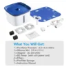 Ophanie 95oz/2.8L Pet Fountain with Anti-slip Mat & Replacement Filters, Automatic Cat Water Fountain Dog Water Dispenser, White & Blue
