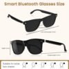 Bluetooth Audio Smart Glasses for Women Men,Polarized Bluetooth Sunglasses with Open Ear Speaker,Voice Control, Hands-Free Calls & Built-in Microphone for iPhone Android Music/Work