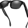 Smart Glasses for Men & Women,Bluetooth Glasses with Open Ear Sound Mic & Speakers, Intelligent Touch,Magnetic Charging,Indoor/Outdoor UV Protection and Voice Assistant (Black Lens)