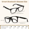 Bluetooth Audio Smart Glasses for Women Men,Polarized Bluetooth Sunglasses with Open Ear Speaker,Voice Control, Hands-Free Calls & Built-in Microphone for iPhone Android Music/Work