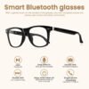 Bluetooth Audio Smart Glasses for Women Men,Polarized Bluetooth Sunglasses with Open Ear Speaker,Voice Control, Hands-Free Calls & Built-in Microphone for iPhone Android Music/Work