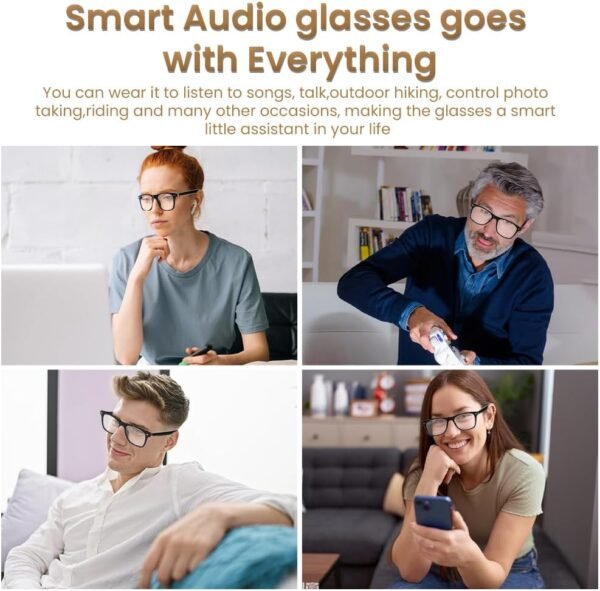 Bluetooth Audio Smart Glasses for Women Men,Polarized Bluetooth Sunglasses with Open Ear Speaker,Voice Control, Hands-Free Calls & Built-in Microphone for iPhone Android Music/Work