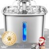 Innovation Award Winner Stainless Steel Cat Water Fountain, 95oz/2.8L Automatic Pet Fountain Dog Water Dispenser with Replacement Filters & Silicone Mat, Gifts for Christmas, Cats, Dogs (Silver)