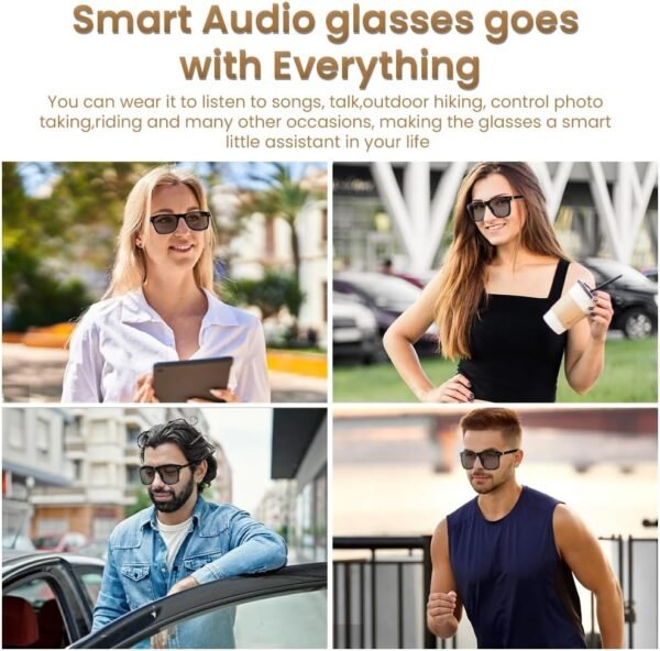 Bluetooth Audio Smart Glasses for Women Men,Polarized Bluetooth Sunglasses with Open Ear Speaker,Voice Control, Hands-Free Calls & Built-in Microphone for iPhone Android Music/Work