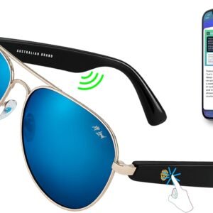 AI Smart Bluetooth Glasses for Men Women 50+ Languages with ChatGPT Transcription, 99% Accuracy, Speakers New 5.3 Android Siri Touch and Voice Assistant, 120H SB, Aviator