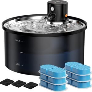 Battery Operated Cat Water Fountain: Wireless Pet Fountain with Filter - 108oz/3.2L Cordless Cat Dispenser with Motion Sensor Rechargeable Automatic Drinking Fountains for Cats Indoor - Plastic Mode