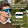 AI Smart Glasses with Camera, 8MP HD Video Recording, Real-Time Translation, Voice Assistant, Open-Ear Audio, Metal Frame, Auto Color-Changing Lenses for Travel & Vlogging