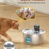 Cat Water Fountain Wireless Cordless: Cat Fountain Battery Operated - Stainless Steel Pet Water Fountain Rechargeable - 108oz/3.2L Automatic Cats Fountains for Drinking with Motion Sensor - Cats & Dog