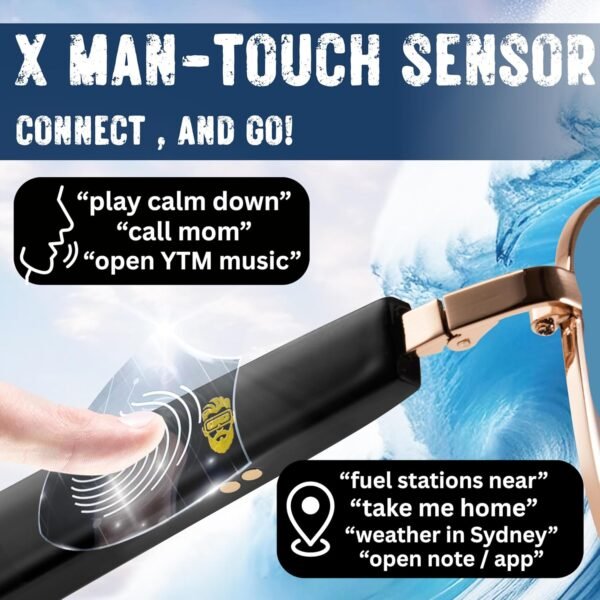 AI Smart Bluetooth Glasses for Men Women 50+ Languages with ChatGPT Transcription, 99% Accuracy, Speakers New 5.3 Android Siri Touch and Voice Assistant, 120H SB, Aviator