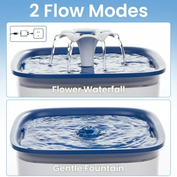 Ophanie 95oz/2.8L Pet Fountain with Anti-slip Mat & Replacement Filters, Automatic Cat Water Fountain Dog Water Dispenser, White & Blue